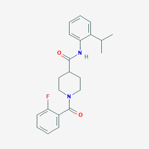molecular formula C22H25FN2O2 B4775005 1-(2-fluorobenzoyl)-N-(2-isopropylphenyl)-4-piperidinecarboxamide 