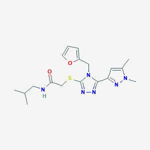 molecular formula C18H24N6O2S B4775028 2-{[5-(1,5-dimethyl-1H-pyrazol-3-yl)-4-(2-furylmethyl)-4H-1,2,4-triazol-3-yl]thio}-N-isobutylacetamide 