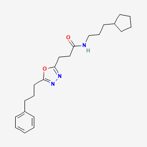 molecular formula C22H31N3O2 B4775031 N-(3-cyclopentylpropyl)-3-[5-(3-phenylpropyl)-1,3,4-oxadiazol-2-yl]propanamide 