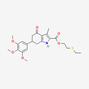 molecular formula C23H29NO6S B4775053 2-(ethylthio)ethyl 3-methyl-4-oxo-6-(3,4,5-trimethoxyphenyl)-4,5,6,7-tetrahydro-1H-indole-2-carboxylate 