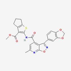 molecular formula C24H19N3O6S B4775063 methyl 2-({[3-(1,3-benzodioxol-5-yl)-6-methylisoxazolo[5,4-b]pyridin-4-yl]carbonyl}amino)-5,6-dihydro-4H-cyclopenta[b]thiophene-3-carboxylate 