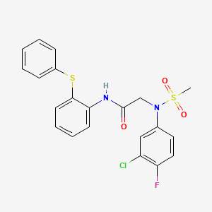molecular formula C21H18ClFN2O3S2 B4775099 N~2~-(3-chloro-4-fluorophenyl)-N~2~-(methylsulfonyl)-N~1~-[2-(phenylthio)phenyl]glycinamide 