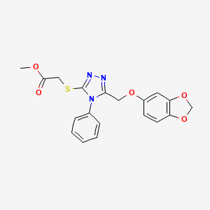 molecular formula C19H17N3O5S B4775113 methyl ({5-[(1,3-benzodioxol-5-yloxy)methyl]-4-phenyl-4H-1,2,4-triazol-3-yl}thio)acetate 