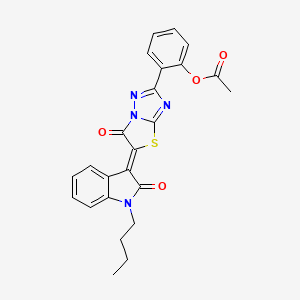 molecular formula C24H20N4O4S B4775225 2-[5-(1-butyl-2-oxo-1,2-dihydro-3H-indol-3-ylidene)-6-oxo-5,6-dihydro[1,3]thiazolo[3,2-b][1,2,4]triazol-2-yl]phenyl acetate 