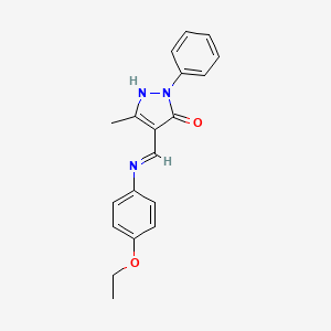 molecular formula C19H19N3O2 B4775232 4-{[(4-ethoxyphenyl)amino]methylene}-5-methyl-2-phenyl-2,4-dihydro-3H-pyrazol-3-one CAS No. 23711-48-0