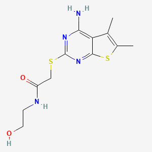 molecular formula C12H16N4O2S2 B4775244 2-[(4-amino-5,6-dimethylthieno[2,3-d]pyrimidin-2-yl)thio]-N-(2-hydroxyethyl)acetamide CAS No. 315695-38-6