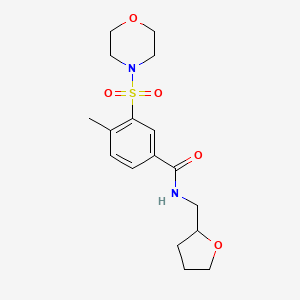 molecular formula C17H24N2O5S B4775249 4-methyl-3-(morpholin-4-ylsulfonyl)-N-(tetrahydrofuran-2-ylmethyl)benzamide 