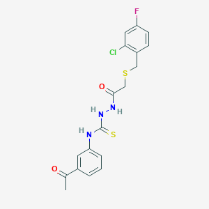 N-(3-acetylphenyl)-2-{[(2-chloro-4-fluorobenzyl)thio]acetyl}hydrazinecarbothioamide