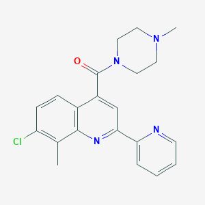 molecular formula C21H21ClN4O B4775269 7-chloro-8-methyl-4-[(4-methyl-1-piperazinyl)carbonyl]-2-(2-pyridinyl)quinoline 