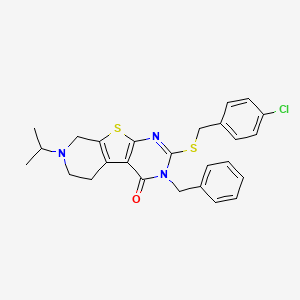 molecular formula C26H26ClN3OS2 B4775286 3-benzyl-2-[(4-chlorobenzyl)thio]-7-isopropyl-5,6,7,8-tetrahydropyrido[4',3':4,5]thieno[2,3-d]pyrimidin-4(3H)-one 