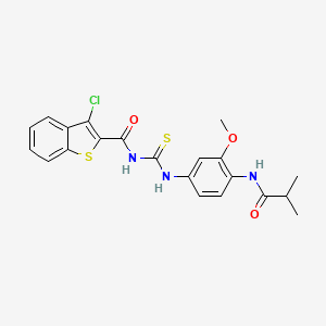 molecular formula C21H20ClN3O3S2 B4775294 3-chloro-N-({[4-(isobutyrylamino)-3-methoxyphenyl]amino}carbonothioyl)-1-benzothiophene-2-carboxamide 