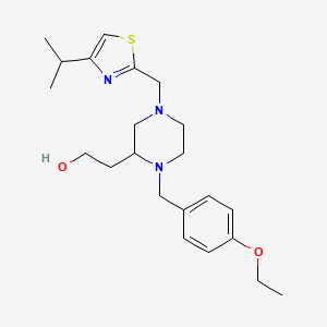molecular formula C22H33N3O2S B4775310 2-{1-(4-ethoxybenzyl)-4-[(4-isopropyl-1,3-thiazol-2-yl)methyl]-2-piperazinyl}ethanol 