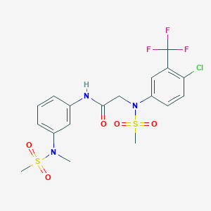 molecular formula C18H19ClF3N3O5S2 B4775337 N~2~-[4-chloro-3-(trifluoromethyl)phenyl]-N~1~-{3-[methyl(methylsulfonyl)amino]phenyl}-N~2~-(methylsulfonyl)glycinamide 