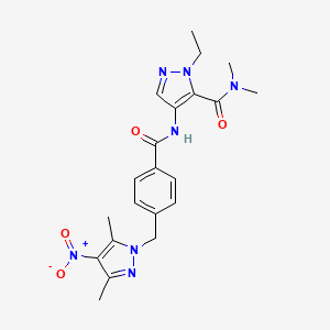 molecular formula C21H25N7O4 B4775351 4-({4-[(3,5-dimethyl-4-nitro-1H-pyrazol-1-yl)methyl]benzoyl}amino)-1-ethyl-N,N-dimethyl-1H-pyrazole-5-carboxamide 