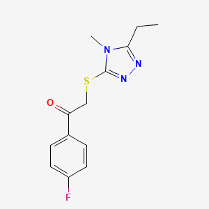molecular formula C13H14FN3OS B4775357 2-[(5-ethyl-4-methyl-4H-1,2,4-triazol-3-yl)thio]-1-(4-fluorophenyl)ethanone 