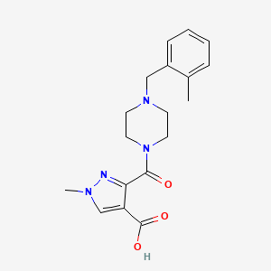 molecular formula C18H22N4O3 B4775416 1-methyl-3-{[4-(2-methylbenzyl)-1-piperazinyl]carbonyl}-1H-pyrazole-4-carboxylic acid 