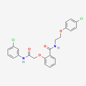 molecular formula C23H20Cl2N2O4 B4775418 N-[2-(4-chlorophenoxy)ethyl]-2-{2-[(3-chlorophenyl)amino]-2-oxoethoxy}benzamide 