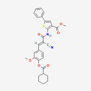 molecular formula C30H28N2O6S B4775421 methyl 2-[(2-cyano-3-{4-[(cyclohexylcarbonyl)oxy]-3-methoxyphenyl}acryloyl)amino]-5-phenyl-3-thiophenecarboxylate 