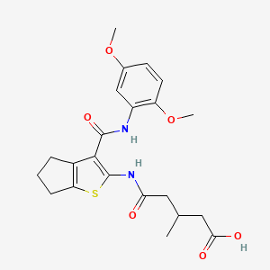 molecular formula C22H26N2O6S B4775479 5-[(3-{[(2,5-dimethoxyphenyl)amino]carbonyl}-5,6-dihydro-4H-cyclopenta[b]thien-2-yl)amino]-3-methyl-5-oxopentanoic acid 