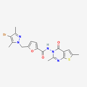 molecular formula C19H18BrN5O3S B4775504 5-[(4-bromo-3,5-dimethyl-1H-pyrazol-1-yl)methyl]-N-(2,6-dimethyl-4-oxothieno[2,3-d]pyrimidin-3(4H)-yl)-2-furamide 