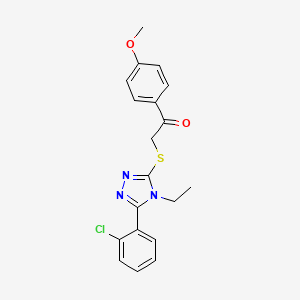 molecular formula C19H18ClN3O2S B4775510 2-{[5-(2-chlorophenyl)-4-ethyl-4H-1,2,4-triazol-3-yl]thio}-1-(4-methoxyphenyl)ethanone 