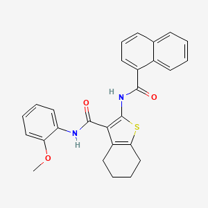 molecular formula C27H24N2O3S B4775523 N-(2-methoxyphenyl)-2-(1-naphthoylamino)-4,5,6,7-tetrahydro-1-benzothiophene-3-carboxamide 