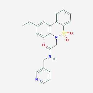 molecular formula C22H21N3O3S B4775550 2-(9-ethyl-5,5-dioxido-6H-dibenzo[c,e][1,2]thiazin-6-yl)-N-(3-pyridinylmethyl)acetamide 