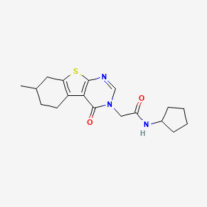 molecular formula C18H23N3O2S B4775675 N-cyclopentyl-2-(7-methyl-4-oxo-5,6,7,8-tetrahydro[1]benzothieno[2,3-d]pyrimidin-3(4H)-yl)acetamide 