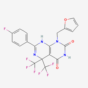 molecular formula C19H11F7N4O3 B4775682 7-(4-fluorophenyl)-1-(2-furylmethyl)-5,5-bis(trifluoromethyl)-5,8-dihydropyrimido[4,5-d]pyrimidine-2,4(1H,3H)-dione 