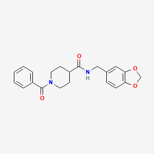 molecular formula C21H22N2O4 B4775696 N-(1,3-benzodioxol-5-ylmethyl)-1-benzoyl-4-piperidinecarboxamide 