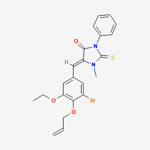 molecular formula C22H21BrN2O3S B4775719 5-[4-(allyloxy)-3-bromo-5-ethoxybenzylidene]-1-methyl-3-phenyl-2-thioxo-4-imidazolidinone 