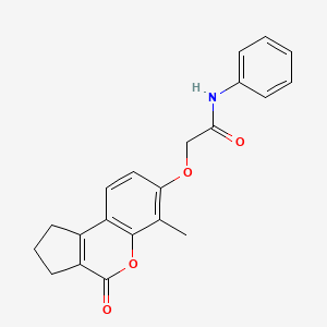 molecular formula C21H19NO4 B4775758 2-[(6-methyl-4-oxo-1,2,3,4-tetrahydrocyclopenta[c]chromen-7-yl)oxy]-N-phenylacetamide 