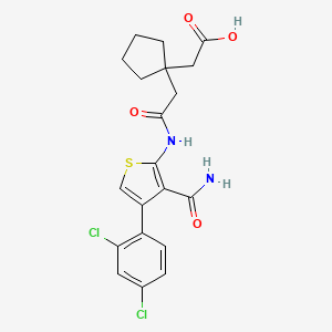 molecular formula C20H20Cl2N2O4S B4775798 [1-(2-{[3-(aminocarbonyl)-4-(2,4-dichlorophenyl)-2-thienyl]amino}-2-oxoethyl)cyclopentyl]acetic acid 
