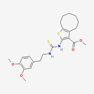 molecular formula C23H30N2O4S2 B4775825 methyl 2-[({[2-(3,4-dimethoxyphenyl)ethyl]amino}carbonothioyl)amino]-4,5,6,7,8,9-hexahydrocycloocta[b]thiophene-3-carboxylate 