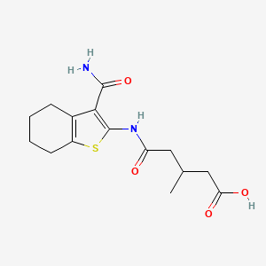 molecular formula C15H20N2O4S B4775838 5-{[3-(aminocarbonyl)-4,5,6,7-tetrahydro-1-benzothien-2-yl]amino}-3-methyl-5-oxopentanoic acid 