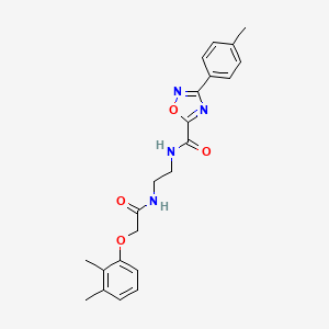 molecular formula C22H24N4O4 B4775853 N-(2-{[(2,3-dimethylphenoxy)acetyl]amino}ethyl)-3-(4-methylphenyl)-1,2,4-oxadiazole-5-carboxamide 