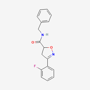 molecular formula C17H15FN2O2 B4775870 N-benzyl-3-(2-fluorophenyl)-4,5-dihydro-5-isoxazolecarboxamide 