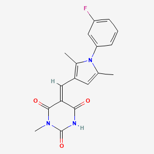 molecular formula C18H16FN3O3 B4775890 5-{[1-(3-fluorophenyl)-2,5-dimethyl-1H-pyrrol-3-yl]methylene}-1-methyl-2,4,6(1H,3H,5H)-pyrimidinetrione 