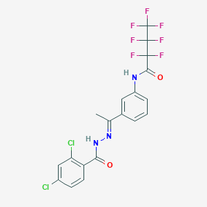 molecular formula C19H12Cl2F7N3O2 B4775903 N-{3-[N-(2,4-dichlorobenzoyl)ethanehydrazonoyl]phenyl}-2,2,3,3,4,4,4-heptafluorobutanamide 