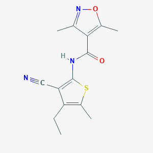 molecular formula C14H15N3O2S B4775906 N-(3-cyano-4-ethyl-5-methyl-2-thienyl)-3,5-dimethyl-4-isoxazolecarboxamide 