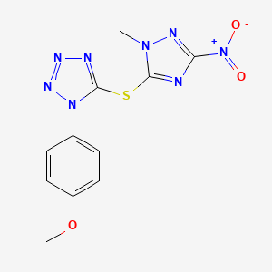 molecular formula C11H10N8O3S B4776011 1-(4-methoxyphenyl)-5-[(1-methyl-3-nitro-1H-1,2,4-triazol-5-yl)thio]-1H-tetrazole 