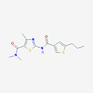 molecular formula C15H19N3O2S2 B4776019 N,N,4-trimethyl-2-{[(5-propyl-3-thienyl)carbonyl]amino}-1,3-thiazole-5-carboxamide 