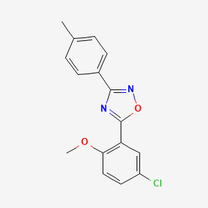 molecular formula C16H13ClN2O2 B4776022 5-(5-chloro-2-methoxyphenyl)-3-(4-methylphenyl)-1,2,4-oxadiazole 