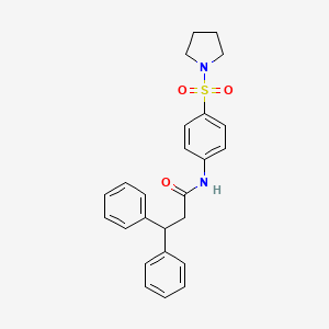 molecular formula C25H26N2O3S B4776028 3,3-diphenyl-N-[4-(1-pyrrolidinylsulfonyl)phenyl]propanamide 