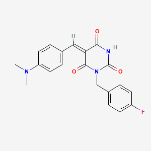 molecular formula C20H18FN3O3 B4776135 5-[4-(dimethylamino)benzylidene]-1-(4-fluorobenzyl)-2,4,6(1H,3H,5H)-pyrimidinetrione 