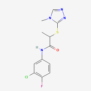 molecular formula C12H12ClFN4OS B4776151 N-(3-chloro-4-fluorophenyl)-2-[(4-methyl-4H-1,2,4-triazol-3-yl)thio]propanamide 