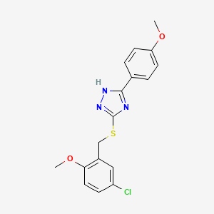 molecular formula C17H16ClN3O2S B4776168 3-[(5-chloro-2-methoxybenzyl)thio]-5-(4-methoxyphenyl)-4H-1,2,4-triazole 