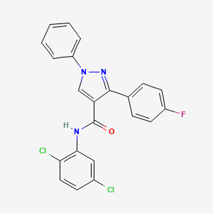 molecular formula C22H14Cl2FN3O B4776190 N-(2,5-dichlorophenyl)-3-(4-fluorophenyl)-1-phenyl-1H-pyrazole-4-carboxamide 