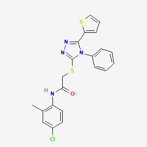 molecular formula C21H17ClN4OS2 B4776194 N-(4-chloro-2-methylphenyl)-2-{[4-phenyl-5-(2-thienyl)-4H-1,2,4-triazol-3-yl]thio}acetamide 