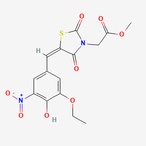 molecular formula C15H14N2O8S B4776199 methyl [5-(3-ethoxy-4-hydroxy-5-nitrobenzylidene)-2,4-dioxo-1,3-thiazolidin-3-yl]acetate 